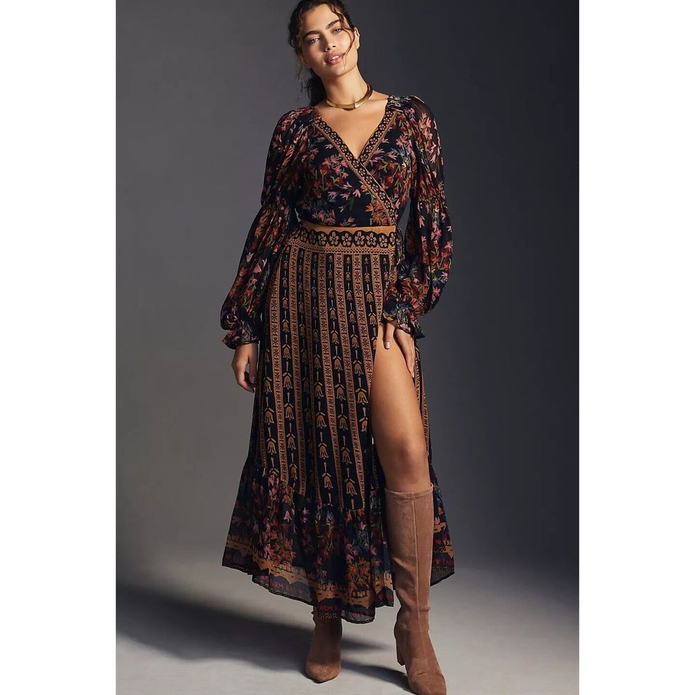 Anthropologie Farm Rio Side Slit Maxi Dress